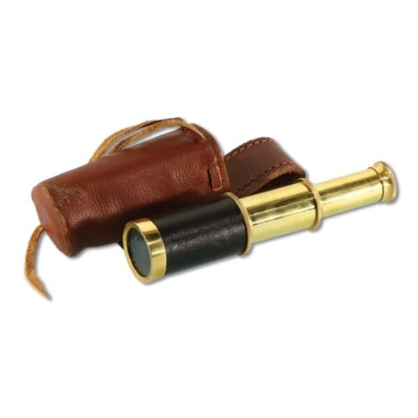 Telescope with leather pouch - Brass