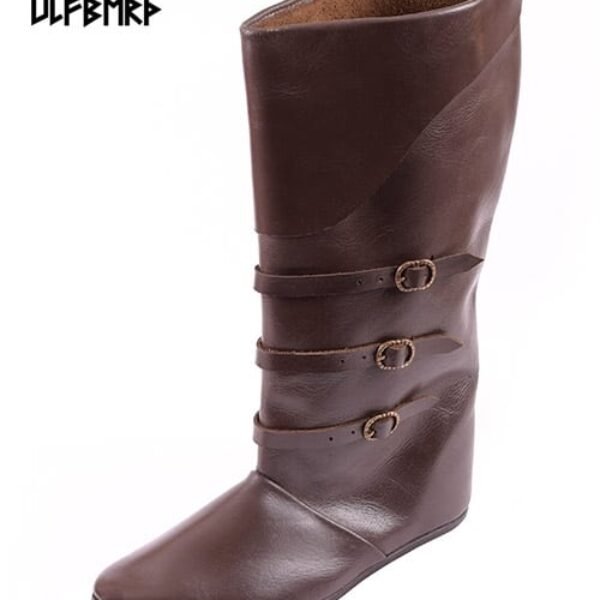 Knee-high boots with buckles, dark-brown